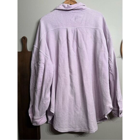 Free People Womens Lilac Ruby Shirt Fleece Button Down Shacket Jacket Large - Picture 3 of 9